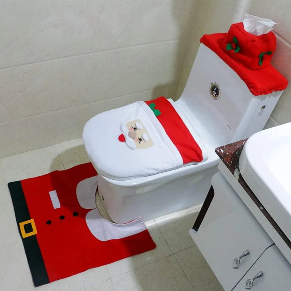 SantaToiletSeat™ Handmade Toilet Seat Cover & Rug Set Christmas Funny Bathroom Decoration