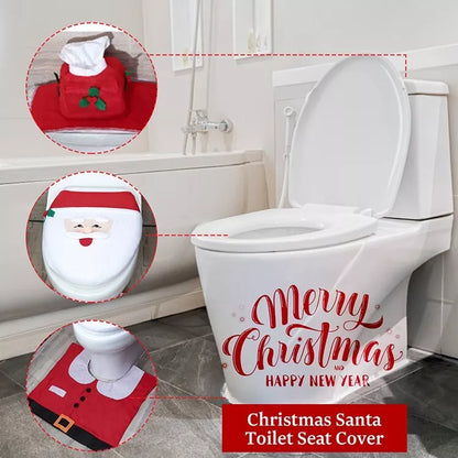 SantaToiletSeat™ Handmade Toilet Seat Cover & Rug Set Christmas Funny Bathroom Decoration